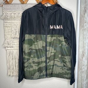 Black and Camouflage 'MAMA' Windbreaker Jacket